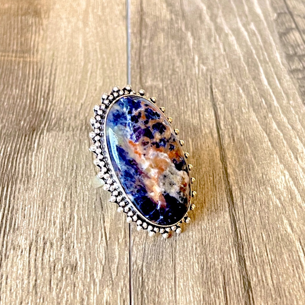 Massive Sodalite Gemstone Ring